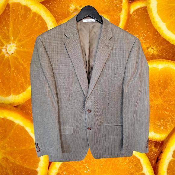 Lauren‎ Ralph Lauren Tan Silk/Wool Tan Plaid Blazer Size 40R